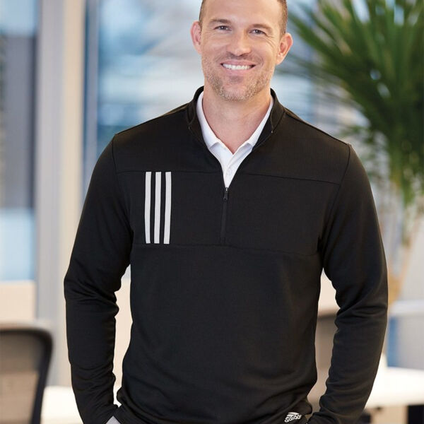Men's 3-Stripes Double-Knit Quarter-Zip Pullover Thumbnail