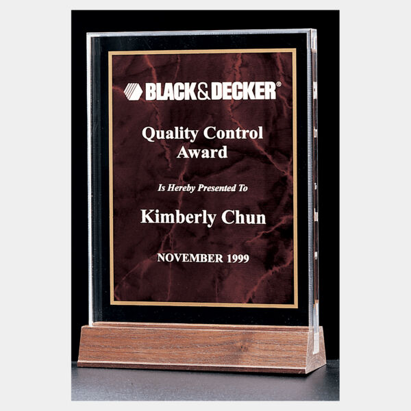 7" x 9 5/8" Ruby Marble Acrylic Award with American Base Thumbnail