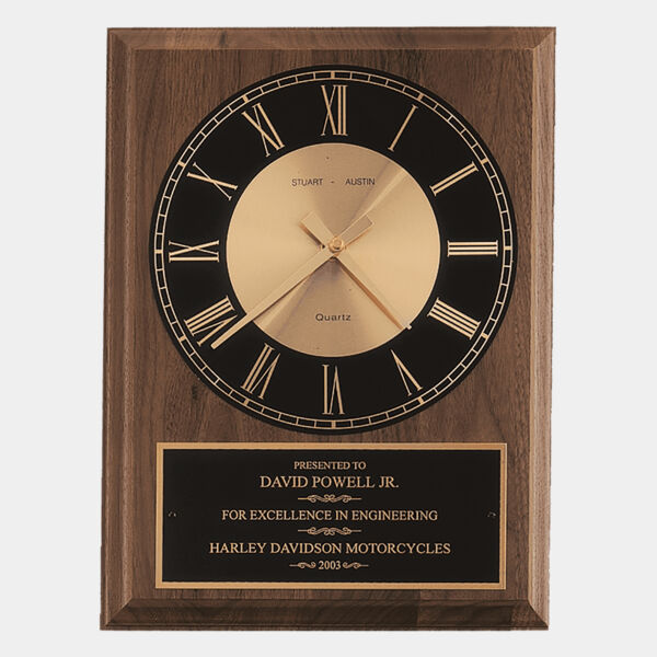 9" x 12" American Round Face Quartz Clock with Plate Thumbnail