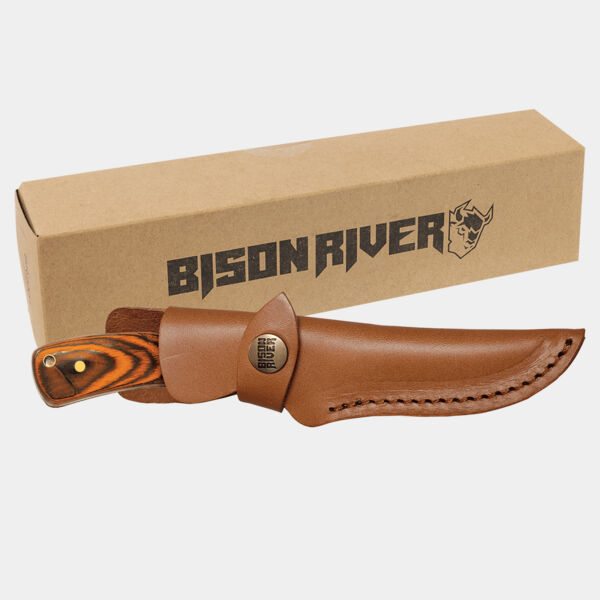 Bison River 7 3/4" Fixed Blade Wood Knife with Leather Sheath Thumbnail