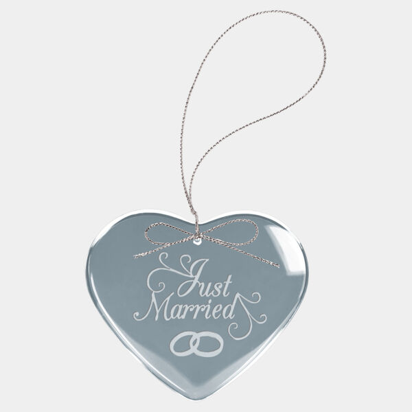 3" Heart Glass Ornament with String Thumbnail