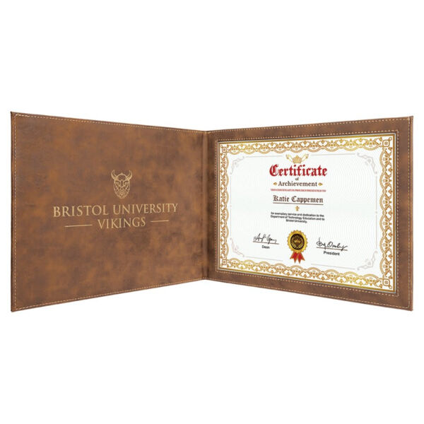 9" x 12" Rustic/ Laserable Leatherette Certificate Holder for 8 1/2" x 11" Thumbnail