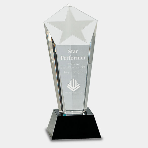 8 3/4" Crystal Frosted Star Column on Pedestal Base Thumbnail