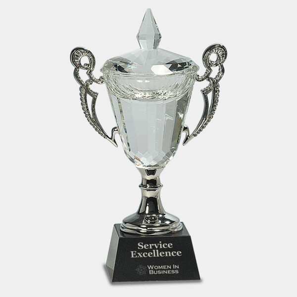 9 1/2" Crystal Cup with Handles and Stem Thumbnail