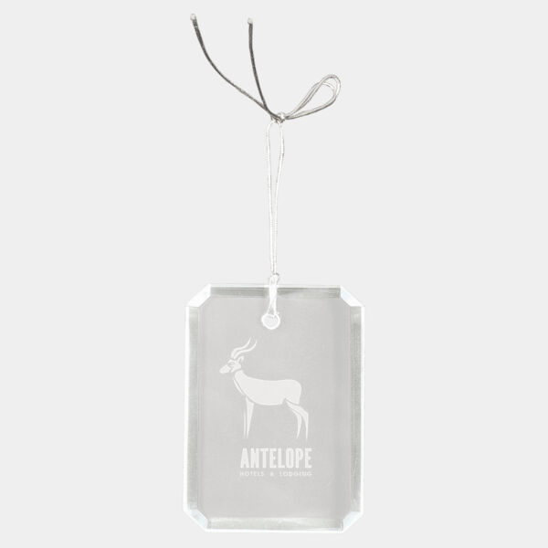 3" Crystal Rectangle Clipped Corner Ornament Thumbnail