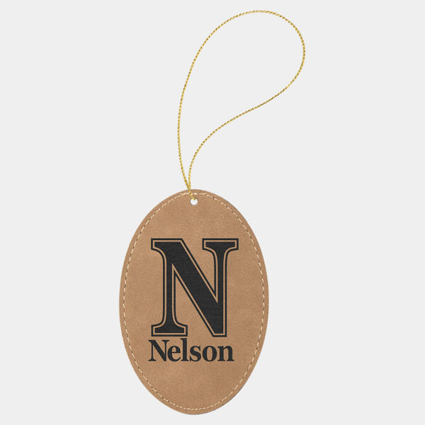 Laserable Leatherette Oval Ornament with String Thumbnail