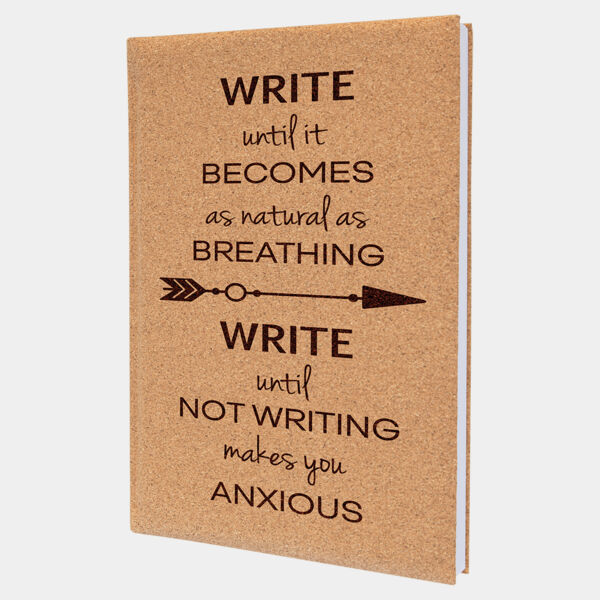 7" x 9 3/4" Cork Laserable Leatherette Journal with Lined Notepad Thumbnail