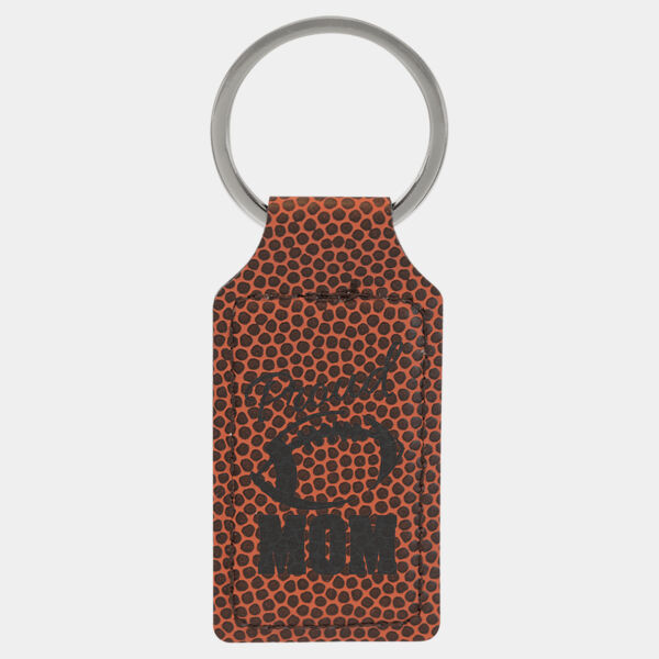 2 3/4" x 1 1/4" Football Laserable Leatherette Rectangle Keychain Thumbnail
