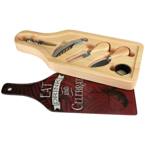 13 1/2" x 5 1/2" Wine and Cheese 6-Piece Set Thumbnail