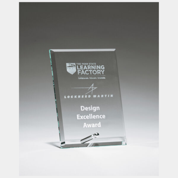 6" x 8" Glass Award with Plated Easel Post Thumbnail