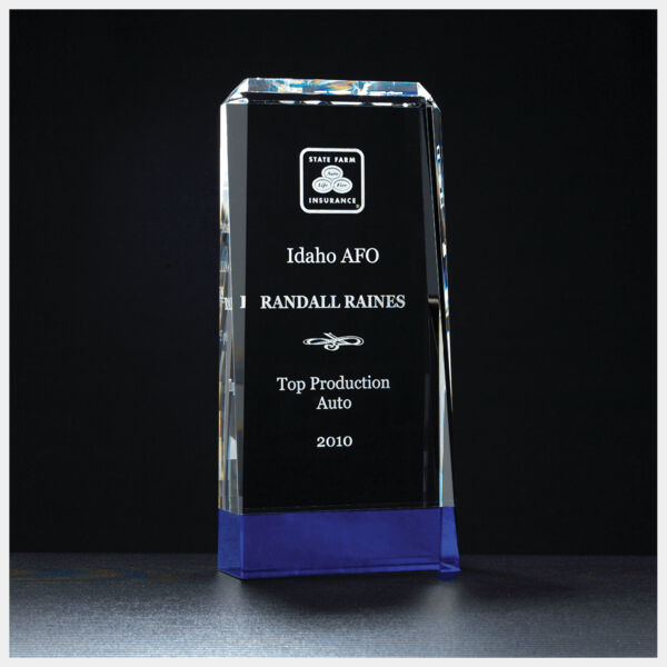 4 3/8" x 9 3/4" Premium Series Crystal with Cobalt Crystal Base Thumbnail
