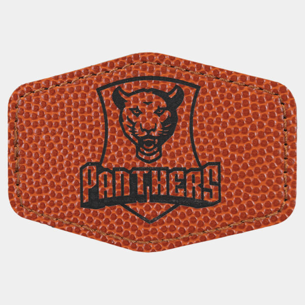3" x 2" Hex Basketball Laserable Leatherette Patch with Adhesive Thumbnail