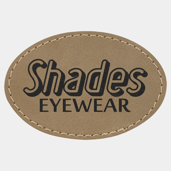 3" x 2" Oval Laserable Leatherette Patch with Adhesive Thumbnail