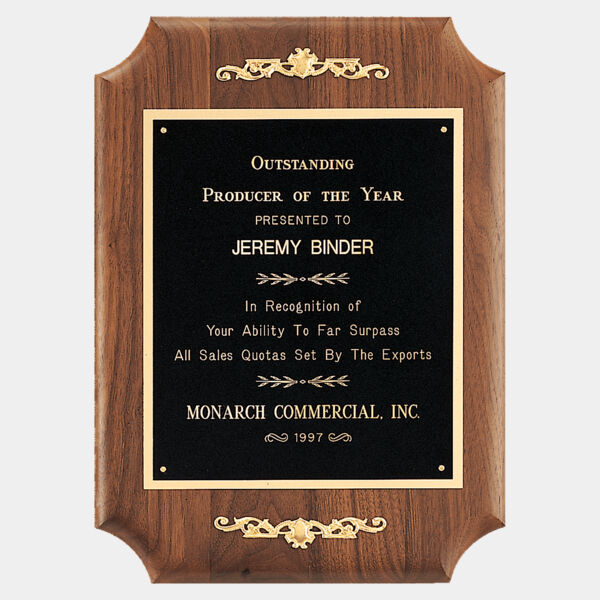 11" x 15" American Scalloped Corner Plaque with Decorative Scrolls and Border Laser Engravable Plate Thumbnail