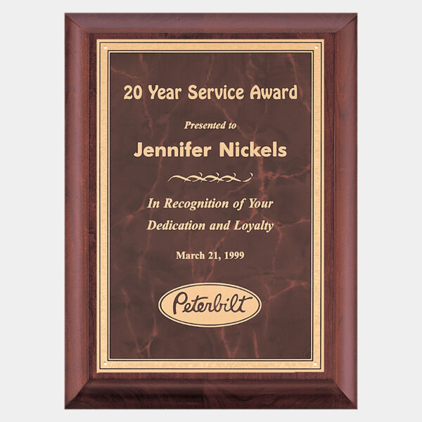 8" x 10" Hand Rubbed Finish Plaque with Ruby Marble Border LaserFX Plate Thumbnail