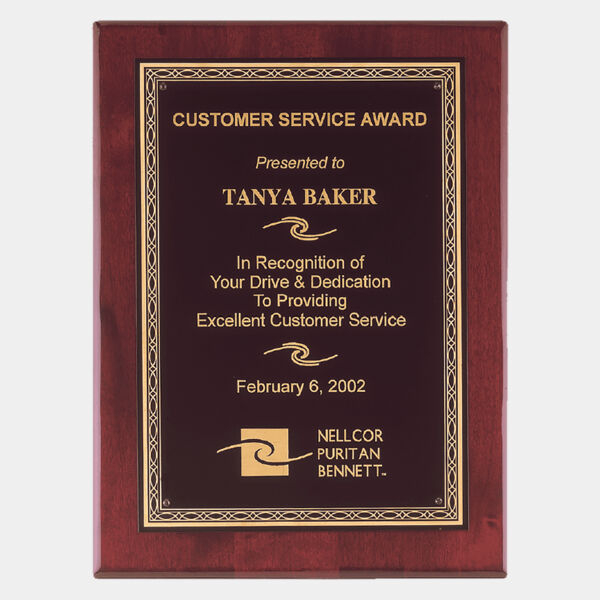 8" x 10" Airflyte Premium Piano Finish Plaque with Florentine Border Laserable Brass Plate Thumbnail