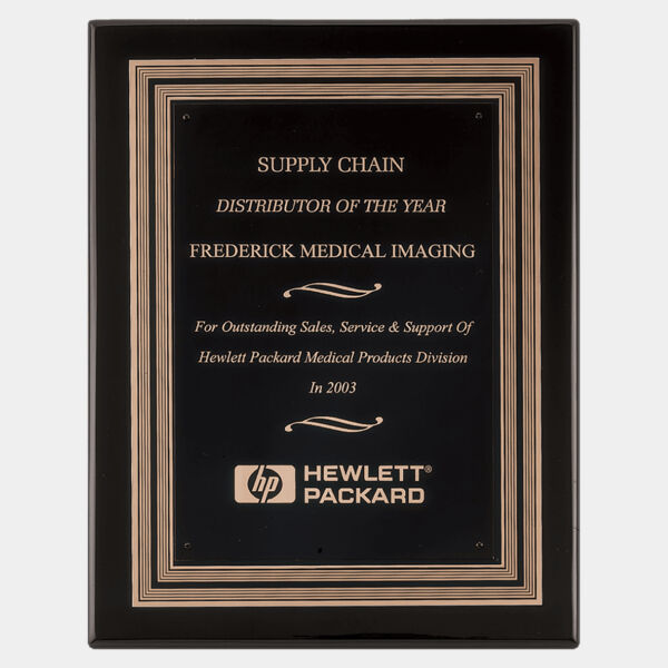 11" x 14" Piano Finish Plaque w/ Embossed Back Plate & Brass Plate Thumbnail