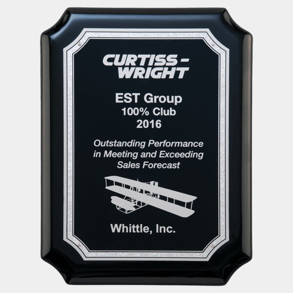 9" X 12" High Gloss Plaque with Florentine Border Laserable Aluminum Plate Thumbnail