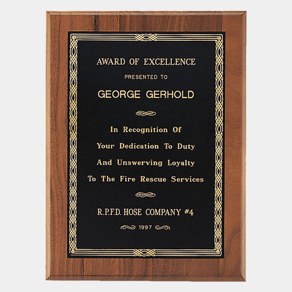 6" x 8" Jewelers Laserable Border Plate on an American Plaque - Sheffield Series Thumbnail