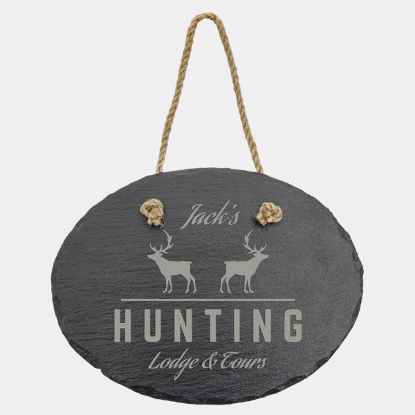 7 3/4" x 6" Oval Slate Decor with Hanger String Thumbnail