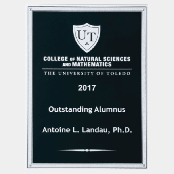 5 1/4" x 7 1/4" Laser Engravable Aluminum Plate with Florentine Border and Textured Center Thumbnail
