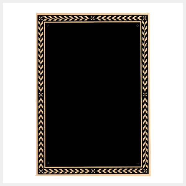 5 1/4" x 7 1/4" Brass Plated Steel Plate with 4 Holes and Leaf Design Florentine Border Thumbnail