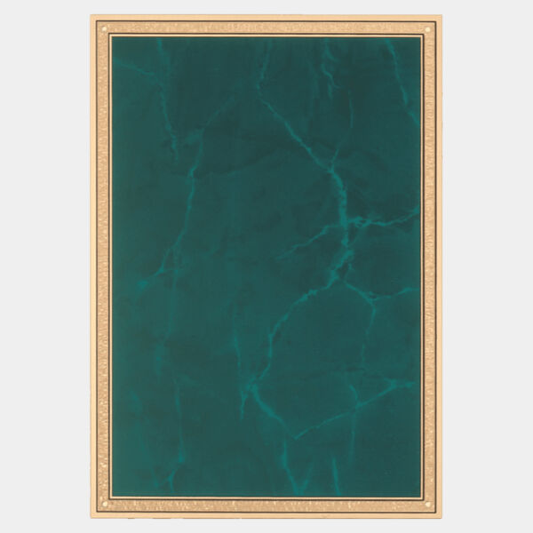 5 1/4" x 7 1/4" Brass Plated Steel Emerald Marble Plate with Border Thumbnail